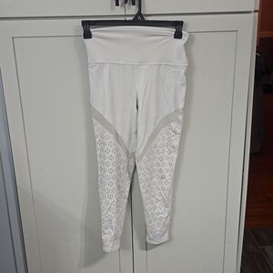 Aerie Leggings Large White with floral detail